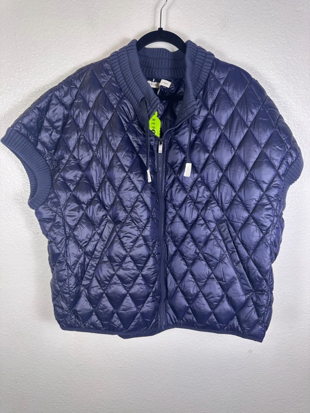 Martha Stewart Women's Blue Quilted Vest Short Sleeve Full Zip XL